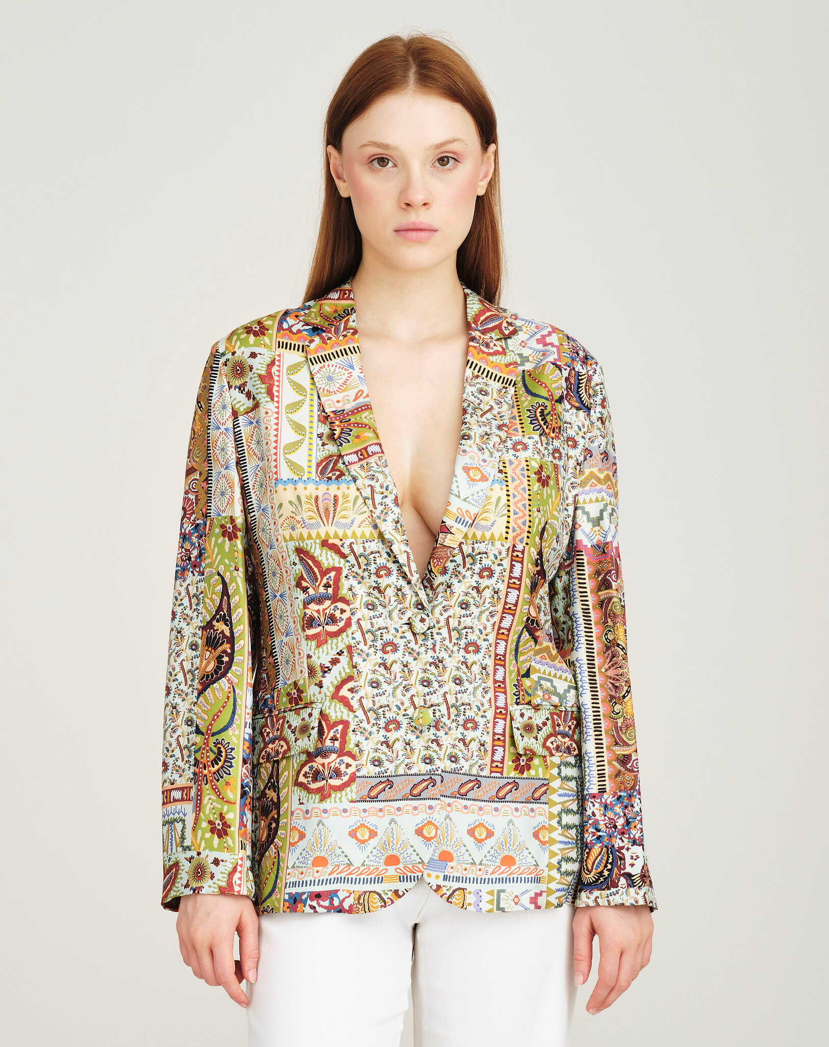 Etro - Ethnic Print Silk Blazer Jacket IT42